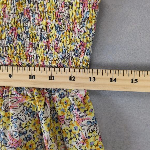 Umgee Liberty Floral Peplum Peasant Crop Tank Top Women's L Ruffle Strap Smocked - Picture 5 of 10